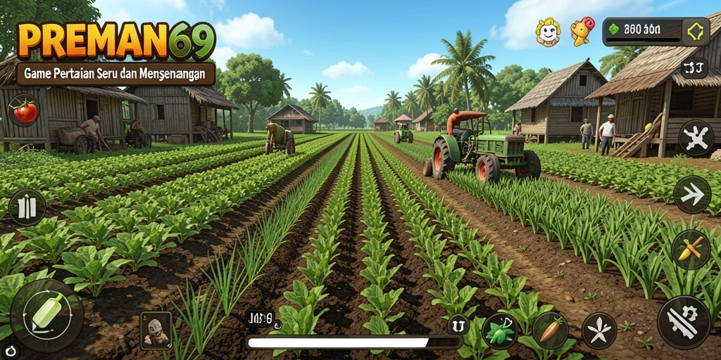 Screenshot gameplay PREMAN69 menampilkan aktivitas pertanian yang seru.