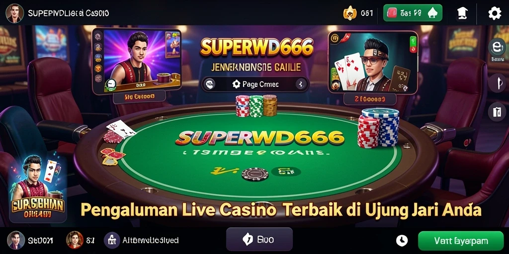 Screenshot SUPERWD666 menampilkan dealer profesional berinteraksi dengan pemain dalam permainan Live Casino.